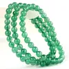 Fili di perline Genuine Natural Green Strawberry Quartz Crystal 3 giri Bracciale Donna 5-6mm Clear Round Beads Jewelry Fashion Russia Kent22