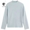 FANSILANEN Crochet floral knitted sweater Women long sleeve white elegant pullover Turtleneck autumn winter blue jumper top 210607