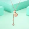 Double Layered Rose Gold Plated Love Initial Pendant Necklace for Women Gift