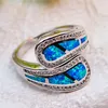 Wedding Rings Luxury Female White Blue Fire Opal Ring Vintage Silver Color Band Promise Love Engagement For Women6423329