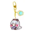 50 pc Moda Anime Genshin Impacto Zhongli Diluc Venti Paimon Keychain Base Acrílico Stands Chaveiro Presente Para Fãs 2021 Y220225