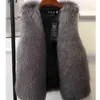 Winter Female Fur Vest Coat Warm White Black Gray Jacket Large Size 2XL Sleeveless 211120