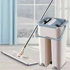 Magic Cleaning Mop Bucket Hands-free Floor Dry and Wet Use Automatic Rotation Self-cleaning Lazy 210423