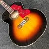 43 인치 Sunburst 점보 200 어쿠스틱 기타 솔리드 스프루스 탑 메이플 바디 전기 민속 Guitare Acoustique Rosewood Fretboard