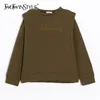 Casual Embroidery Sweatshirt For Women O Neck Long Sleeve Chic Sweatshirts Female Fashion Clothing 210524