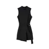 Women jumpsuit black shorts for lady summer sleeveless high waisted irregular jumpsuits fashion clothes 210608