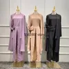 Abbigliamento etnico Ramadan Eid Mubarak Robe Longue Ensemble Kimono Femme Musulmane Abaya Dubai Turchia Islam Arabo Musulmano Imposta Abaya per le donne