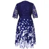 Vestidos casuais roupas femininas vestido de verão festa à noite 2022 moda patchwork flor elegante renda azul roupas de clube