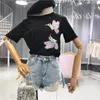 Summer Fashion Women O Neck Beading Sequin Bird Casual T-Shirt Female Pullover Tee Tops A171 210428