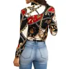 Explosion models fashion chain print dames shirt halslijn met casual blouse met lange mouwen 220307