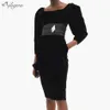 Мода CHIC черный бархатный пояс мини-платья карманный дизайн элегантный бриллиант брошь знаменитости вечеринка Vestido 210527