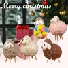 Decorações de Natal Natal enfeites artesanais ovelhas miniatura decorada árvore pendurado ornamento estátua acessórios festejos para presente