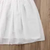 Crianças meninas criança bebê branco laço princesa laço vestidos de festa floral mini roupas de sundress 2-11Y Q0716