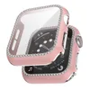 Verre + bling Cover pour Apple Watch 6 boîtier 44mm 40mm iWatch 42mm 38mm écran pare-chocs diamant protecteur accessoires série 5 4 3 2 avec boîte