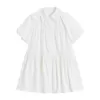 Mode Elegan Blanc Mini Robe Femmes À Manches Courtes Fête D'été Festival D'anniversaire Doux Mignon Sexy Français Romantique Vintage 210515