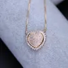 Pendanthalsband Ranos Champagne Gold Heart Necklace Cubic Zirconia Charm Colar Link Chain for Women Fashion Jewelry NWX002501