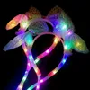 Glowing rabbit hair hoop cute airbag hairband a pinch ears will move selling cute headdress Led Rave Toy