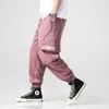 Pantalones bombachos reflectantes para hombre, ropa de calle, hasta el tobillo, informales, lisos, primavera 2021