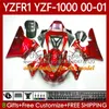 Kroppsarbete för Yamaha YZF1000 YZFR1 00 01 98 99 YZF-R1000 Body 74HM11 Gul Silver YZF 1000 R 1 YZF-R1 YZF R1 2000 2001 1998 1999 Fairing Kit