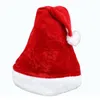 100pcs Velvet Santa Hat With Plush Brim Adult Child Christmas Party Cap Celebration Grand Event Favors Gift Red ZA4869