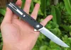 PromotionFlipper Folding Knife 8Cr14Mov Satin Drop Point Blade Black G10 + Stainless Steel Handle Ball Bearing Fast-opening EDC Pocket Knives