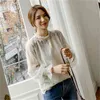 Camicette di pizzo coreano Camicie Donna Flare Sleeve Stand Collar Hollow Sweet Elegant Tops Pullover Fashion Casual Office Blusas 210513