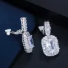 Orecchio non forato Splendido top con zirconi cubici in cristallo da donna, orecchini a clip lunghi senza piercing CZ586 210714