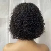 Parrucche brasiliane di capelli umani ricci di Remy Jerry con frangia 150 parrucca corta fatta a macchina completa 99J colore naturale per le donne3984480