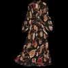 Plus Size Women's New High-end Western Style Early Autumn Long Dress To Ankle All-match Beautiful Mother and Lady Dress UK019 X0521