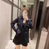 Style Women's Metal Button Casual Solid Double Breasted Full Suit Jacket Blazer Women 210615