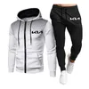 Jogging kläder vår höst casual mens mode jackor kostym kia bil logotyp skriva sport gradient mans dragkedja + pants 2-bitars uppsättning