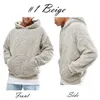 Mäns Hoodies Sweatshirts Mens Hoodie Sherpa Fleece Fuzzy Långärmad Fall Outwear Winter Hooded med kängurufickor