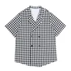 IEFB Men's Clothing Niche Design Trend Suit Collar Shirt Men's Vintage Black White Plaid Check Shirts Double Breasted Top 9Y7757 210524