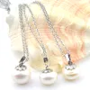 Blanda 3PCs Ivory New Luckyshine 925 Sterling Silver Pendant Round Natural Pearl Gemstone Halsband Pendants för Lady Party Gift