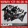 Wtryskiwacze do Yamaha Matte Black YZF-R6 YZF R6 600 R6 YZF-600 YZFR6 08 09 10 11 12 2013 2014 2014 2015 2015 99NO.176 YZF600 2008 2009 2011 2011 2012 13 14 15 16 Korpus OEM