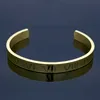 Hot Sell Titanium Rostfritt Stål Bangle Romerska Numeraler Guldfärg Manschett Armband Kärlek Brev Armband Män Kvinnor Öppna Bangles Q0719