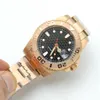 Brandless Luxury Rose Gold Case 40mm Obrotowy Ceramiczny Bezel Samowłókna Męska Data Watch Data Okna Automatyczne Watch Machinery Q0902