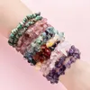 Irregular Chips Strands Natural Stone Bracelet Asymmetry Beads Crystal Quartz Gravel Stretch Bracelets Bangles for Women Girls