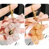 Keychains Fashion Small Fresh Crystal Grape Bunch Key Chain Cloth Bow Car Keyring Arrival Creativity Gift Pendant Accessories