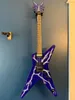 Wash Dimebag Darrell Dime DimeBolt D3 Do Inferno Azul Guitarra Elétrica Dot Inlay Floyd Rose Tremolo Bridge Whammy Bar Preto Hard5663572