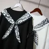 H.SA Donna Maglioni Papillon Pullover lungo e maglioni Leopard Pull Femme Ruffles Maglioni Warm Knit Maglione lungo Top 210716