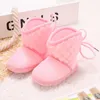 Bobora Kids Baby Boots Winter Plus Velvet Tie Flowers Warm Soft Cotton Booties Baby Girl Shoes 0-18m G1023