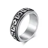 Retro Stainless Steel Six-character Mantra Rings Band Rotatable Ring for Men Women Fashion Fine Jewelry