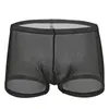 Sexig se genom boxare underkläder för män Mesh Thin Boxer Shorts Solid transparent andningsbara manliga underbyxor trosor CUECA183H