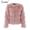 Vintage Fluffy Faux Fur Coat Women Short Furry Fake Fur Winter OuterWear Pink Coat Höst Casual Party Overcoat 210910