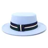 Berets High Quality Woolen Top Hat Men's And Women's Autumn Winter Flat Fedora With Ribbon Belt Solid Casual Caps