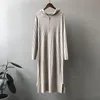 Casual Dresses Alien Kitty 2022 Autumn Winter Oversize Loose Long Sweater Dress Women Långärmad rak Maix Female Hooded Knitwear