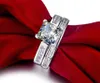 Cluster Rings 2CT Square Cut And Semi Mount Two In One Solid 14K White Gold Quality Band Ring Set For Women Wedding Classic Jewelry