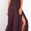 Sexy Bean Beach Beach Robe d'été Sundresses Vintage Bohemian Maxi Robe Femme Boho Femmes Floral Femmes Split Long ES Vestido 210623