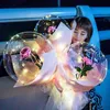 LED lysande ballong rosbukett helium transparent ballonger bröllop födelsedagsfest 2021 gott nytt år julprydnader 324 R2